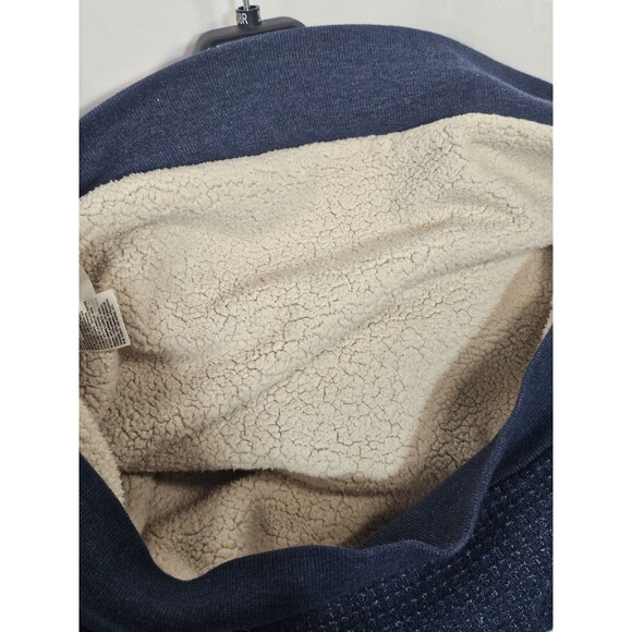 Old Navy Pullover Mens Blue Ribbed Sherpa Lined Waffle Knit Pockets Hoodie Sz M - Picture 5 of 6